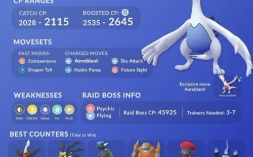 Lugia en Pókemon GO