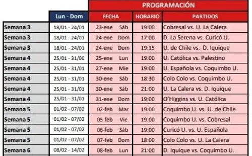 La programación de los partidos pendientes y la liguilla de promoción si Coquimbo es finalista de Copa Sudamericana.