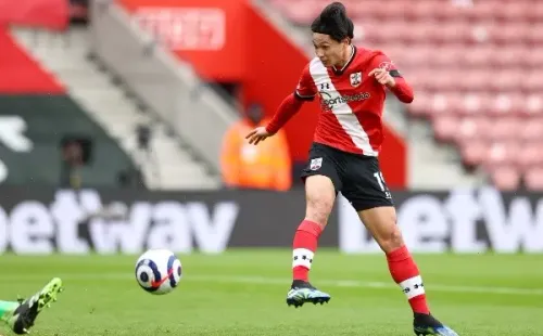 Desde que llegó de préstamo desde el Liverpool, Takumi Minamino ha sido la figura del Southampton, con dos goles en tres partidos. (Foto: Getty)