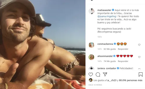 Matías Assler dando la noticia que será padre