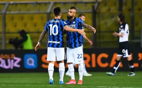 Arturo Vidal en Inter contra Parma, poco antes de operarse la rodilla.
