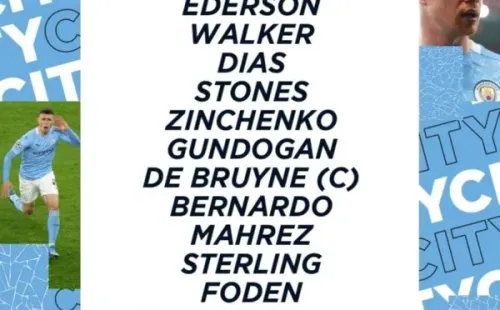 La formación de Manchester City para la final de Champions League.