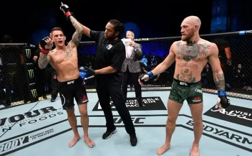 Dustin Poirier derrotó por nocaut técnico a McGregor en el evento central de UFC 257. (Foto: Getty)