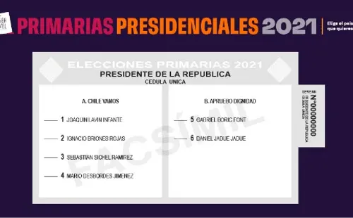 Así será la papeleta para los votantes independientes.  Foto: @ServelChile.