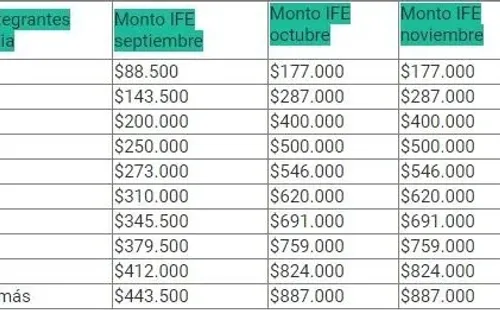 Los valores que pagará el IFE hasta su término.