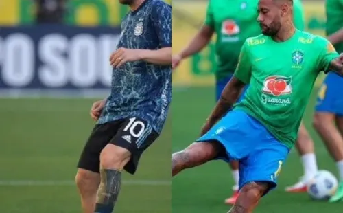 Messy y Neymar antes del partido. Foto: @Conmebol