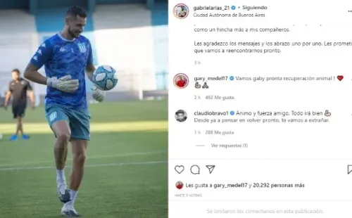 Los mensajes de Gary Medel y Claudio Bravo a Gabriel Arias.