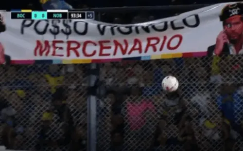 El polémico lienzo de la barra de Boca Juniors al Pollo Vignolo.