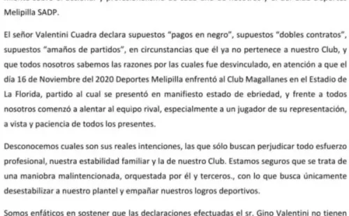 La carta compartida por los jugadores a través de sus redes sociales. (Foto: captura)