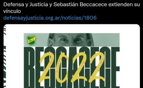 A Beccacece le fue mal en la U, pero la rompe en Defensa y Justicia: renovación de contrato hasta 2022.