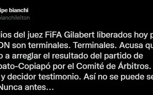 La reacción de Bianchi en Twitter por el escándalo.