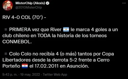 MisterChip reacciona a la goleada de River Plate contra Colo Colo.