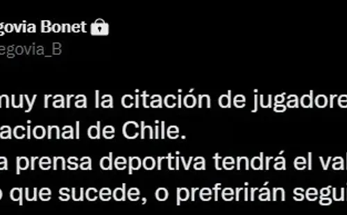 El tuit y reclamo de Jorge Segovia a la selección chilena.