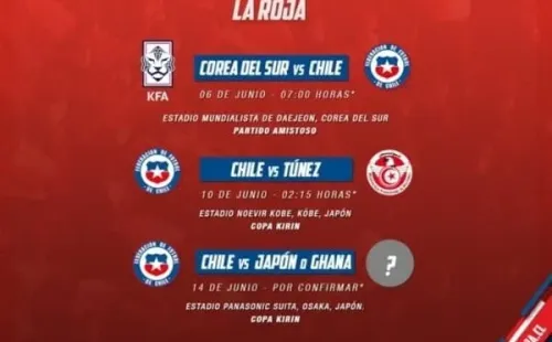 Los partidos de la Roja en la gira por Asia.