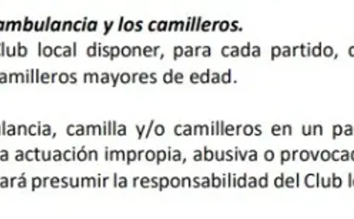 Las bases del Campeonato Femenino y la responsabilidad sobre la ambulancia.