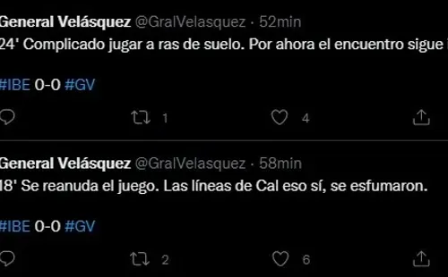 Así relató General Velásquez la suspensión momentánea del duelo contra Iberia por la Segunda División.