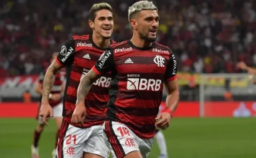 De Arrascaeta celebra el gol de Flamengoante Corinthians (Foto: Libertadores)