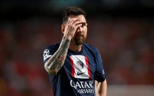LISBON, PORTUGAL - OCTOBER 05: Lionel Messi of Paris Saint-Germain in action during the UEFA Champions League group H match between SL Benfica and Paris Saint-Germain at Estadio do Sport Lisboa e Benfica on October 5, 2022 in Lisbon, Portugal. (Photo by Octavio Passos/Getty Images)-Not Released (NR)