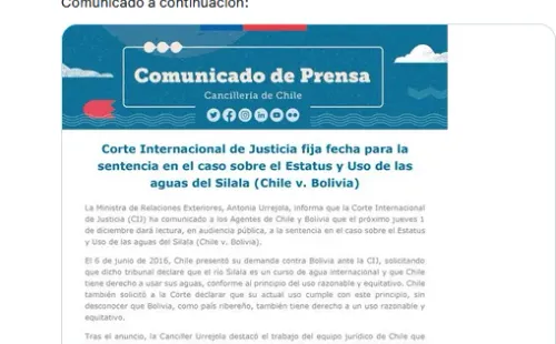 Twitter: Cancillería Chile
