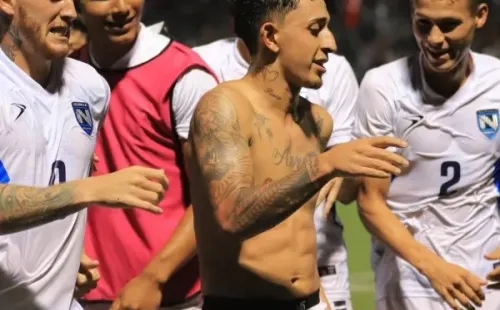 El festejo de Bonilla tras marcar el gol de penal (Foto: selección Nicaragua)