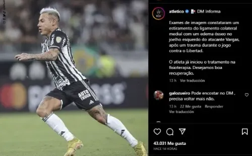 Atlético Mineiro y la lesión de Eduardo Vargas.