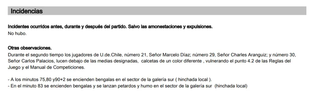 El informe arbitral de Héctor Jona contra U de Chile (Captura)