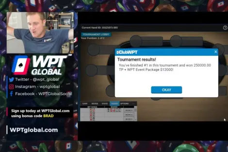 Brad Owen vence próprio freeroll no WPT Global e forra também no live