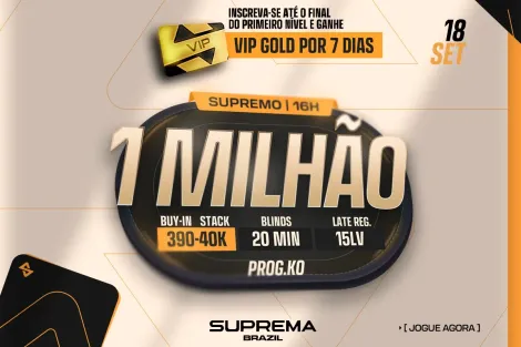 Suprema apresenta mais um torneio milionário: 1M Supremo acontece neste domingo