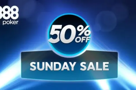 Domingo especial no 888poker: Sunday Sale dará até 50% de desconto nos buy-ins