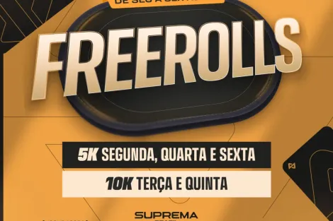 Suprema oferece freerolls diários com até R$ 10 mil em premiações