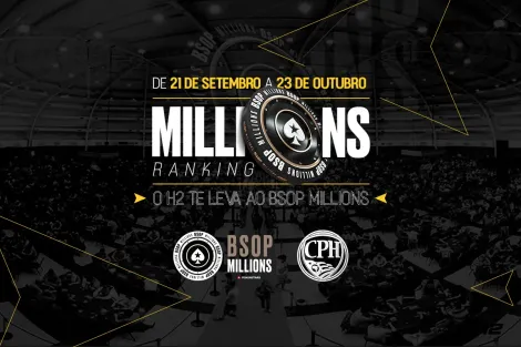 Confira a parcial do Millions Ranking, que dará buy-ins do BSOP Millions no H2 Club