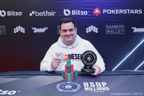 Caio Hey leva primeiro troféu de BSOP Millions da carreira ao cravar Superflop Turbo KO