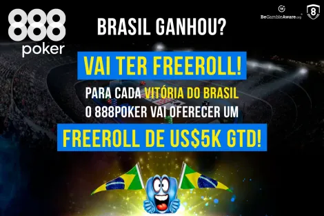 888poker terá freeroll de US$ 5 mil para cada vitória do Brasil na Copa