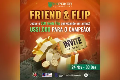 Convide um amigo e ganhe até US$ 1.500: Conheça o Friend & Flip do KKPoker