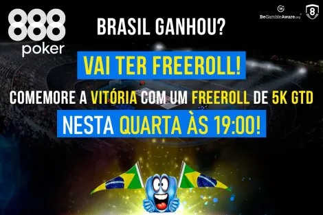 888poker volta a realizar freeroll de US$ 5 mil após vitória do Brasil sobre a Suíça