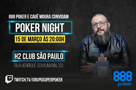 Poker Night com Cauê Moura volta às mesas do H2 Club nesta quarta-feira