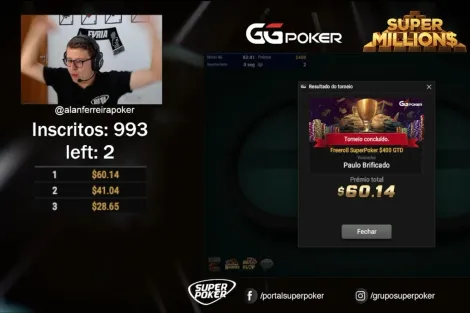 Quarto Freeroll SuperPoker volta a bater field anterior e explode no GGPoker; veja o resultado