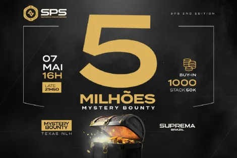 5 Milhões Mystery Bounty terá cifras gigantes domingo na Suprema Poker Series