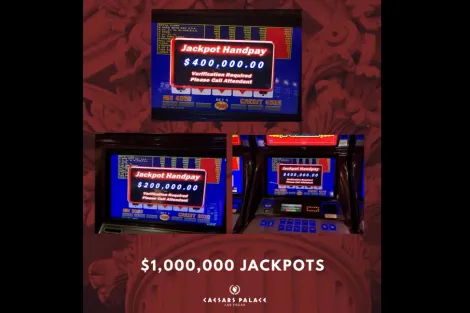 Três jackpots e US$ 1 milhão: apostador forra no Caesars Palace