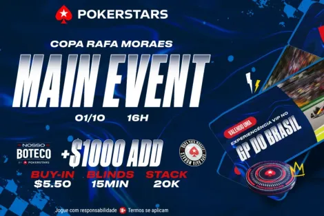 Main Event da 4ª Copa Rafa Moraes terá pacote para GP do Brasil neste domingo