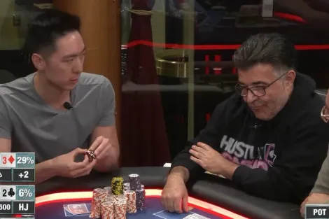 A definição de "flop do engate": all in triplo surreal no Hustler Casino Live