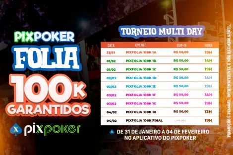 PixFolia terá R$ 100K Garantidos no PixPoker e camarotes para o Carnaval