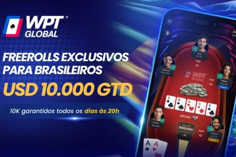 Freeroll de US$ 10 mil garantidos é atração diária do WPT Global; confira