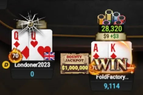 US$ 25 vira US$ 1 milhão em jackpot inacreditável no GGPoker