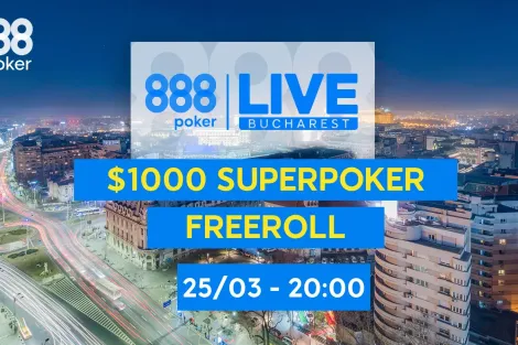 Freeroll de US$ 1.000 do SuperPoker no 888poker é atração nesta segunda