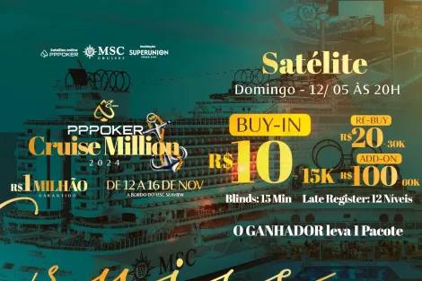 Satélites para o PPPoker Cruise Million estreiam com buy-in de R$ 10