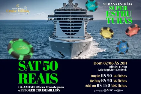 Domingo tem estreia de nova ferramenta e satélite PPPoker Cruise Million por R$ 50