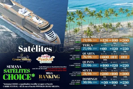 PPPoker inova e lança semana Caribe/Cruise Choice; escolha qual evento você prefere