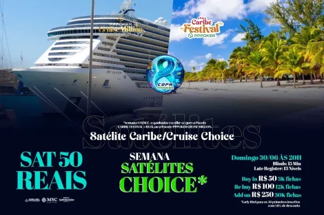 Satélite Caribe Cruise Choice por 50 reais é ótima opção no domingo do PPPoker, que tem mais de 500K em garantidos