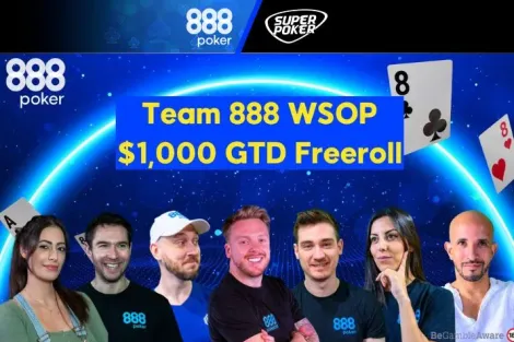 Team 888poker oferece freeroll com US$ 1.000 em prêmios nesta quarta; saiba mais